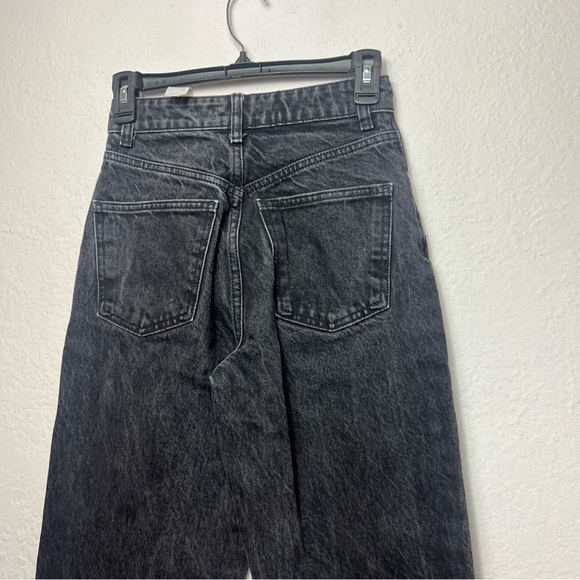 Zara High Waisted Distressed Ripped Knee Wide Leg Full Length Jeans In Black - Picture 7 of 11